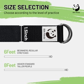Slim Panda Yoga Strap for Stretching,Cotton Yoga Strap with Adjustable D-Ring Buckle,Non-Elastic Yoga Belt for Pilates,Gym Workouts,Physical Therapy,Improve Flexibility