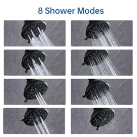 joyrain Multi-angle adjustable showerhead with standard arm and flange. Features a minimalist design, quick installation, and multiple color/spec options. (8 Spray Modes, Matte Black)