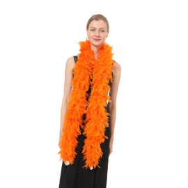 100 Gram 2 Yard Long Chandelle Feather Boa over 10 Colors, Great for Party, Wedding, Costume (Orange)