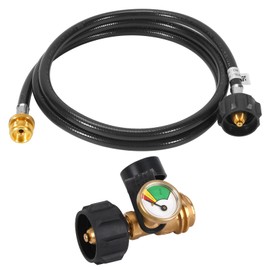 JEASOM Propane Tank Gauge with 6 Feet Propane Adapter Hose 1 lb to 20 lb Converter,QCC1/Type 1 Connection for 5-40lb Propane Tank,Propane Tank Hose for Coleman Stove, Weber Q Grill, Mr. Buddy Heater