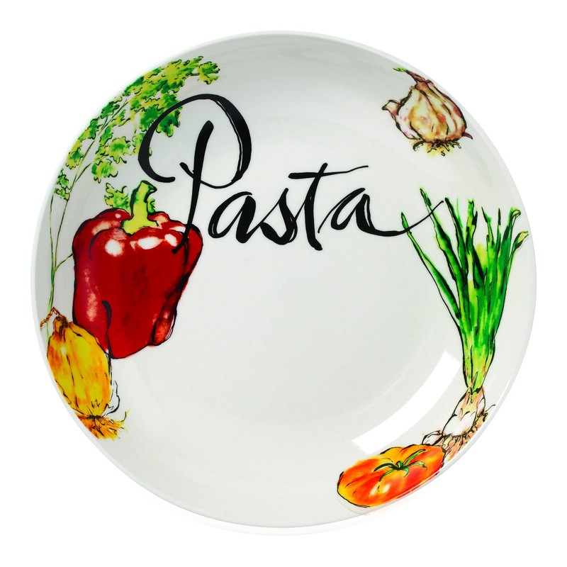 Lorren Home Trends 5Piece Porcelain Pasta Set Vegetable Design, Multicolor