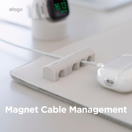 elago Magnetic Cable Management Organize 4 Cables, Powerful Magnets, Wire Holder Keeper Organizer Phone Home Office Desk Compatible with Magnetic Pad (1 Slot +3 Slot Set)[Stone]