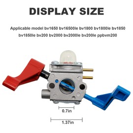 C1U-W12A Carburetor with Air Filter Repower Kit Replacement for Poulan FL1500 FL1500LE Leaf Blower C1U-W12B 530071629