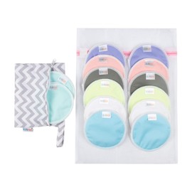 ALVABABY Suede Cloth Nursing Pads 14 Pieces of Breastfeeding Pads Reusable & Washable & Soft & Absorbent Leak-proof with One Cloth Wet Bag and One Organize Bag 14RDS-AU