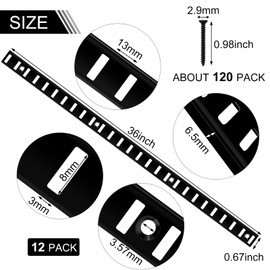 12 Pcs 36 Inch Pilaster Shelf Brackets and 72 Pcs Shelf Clips Adjustable Shelf Pilaster Standards Metal Mortise Mount Pilaster Shelf Track for Wall Shelving System Closet Organization Storage (Black)