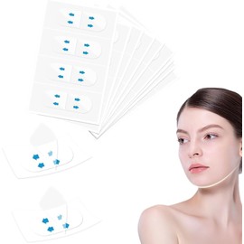 Wzenclave 120 Piezas Face Lift Tape para Rostro - Cintas Elásticas Invisibles Anti-Arrugas, Parches Reafirmantes para Mentón y Cuello, Tratamiento Lifting V-Line, Adhesivos Blancos con Flechas Azules