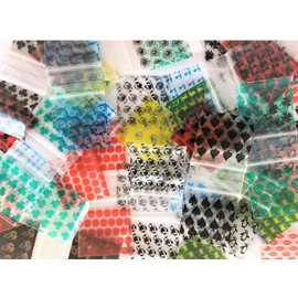 APPLE BAGS 100 SMALL BAGGIES 1515 1.5" X 1.5" MINI RESEALABLE POLY (10+ MIXED DESIGNS)