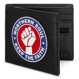 Yoshi Northern Soul Men's Leather Wallet, Genuine Black Leather Wallet, RFID Blocking Wallet, Slim Wallet for Men