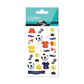 Maildor CY066O Pack of Cooky 3D Stickers (1 Sheet, 7.5 x 12 cm, Ideal for Decorating, Collecting or Gifting, Football) 1 Pack