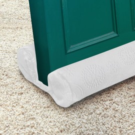 TumiMallody Door Draft Stopper Double Sided Door Draft Noise Blocker Washable Door Seal Strip Adjustable Printed Velvet Door Guard Multi Color Available (36 inch, Winter White)