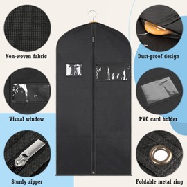 Suit Bags for Men 120 x 60 CM, 1 PCS Dust-Proof Garment Bags, Non-woven Fabric Suit Bag, Prevent Moths Suit Cover with Zip, Clothes Covers for Suits, Dress, Coat, Jacket