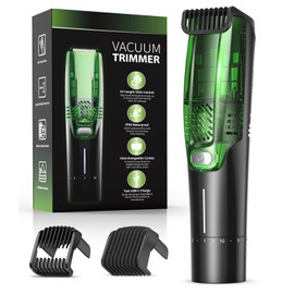 Beard Trimmer for Men-Vacuum Trimmer All-in-One Trimmer with Precision Dial - Premium Facial Hair Groomer - Adjustable 20 Length Setting, USB Recharge Dock, Cordless Waterproof Wet/Dry Clipper