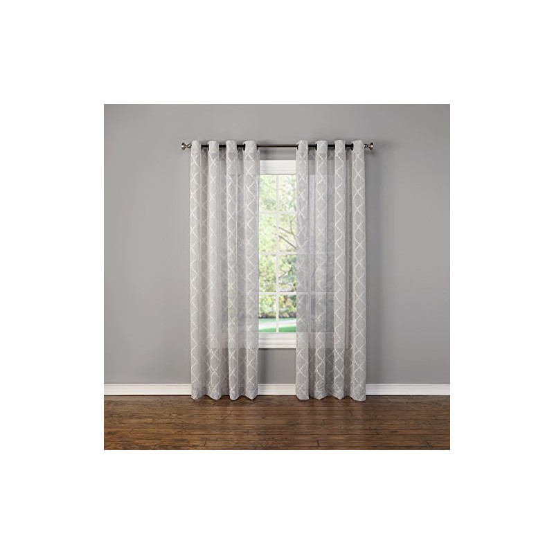 TWILL & BIRCH Juno Embroidered Sheer Grommet Panel