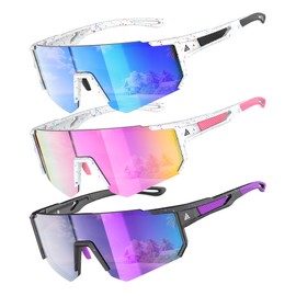 QALLY 3 Pack Kids Sunglasses Youth Baseball Softball Sunglasses for Girls Boys Age 4-14 UV Protection Sports Kids