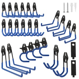 ZexHok Garage Hook Heavy Duty Wall Storage Hangers, 26 Pack Garage Storage Hooks Steel Tool Blue for Ladders, Ropes, Garden Tools