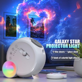 Galaxy Projector for Bedroom, HD Image Starry Sky Projector Galaxy Light Adjustable Knob, 13 Discs Kids Planetarium Projector, 360° Rotation 1/2 Hour Timer (White)