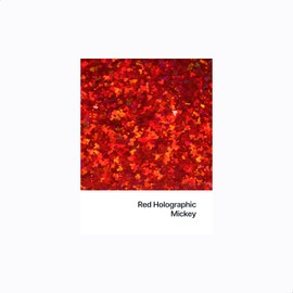 Hemway Ultra Sparkle Glitter - 1/6" 0.165" 4mm - Micky Mouse Glitter Sequin Confetti, Party Decoration, Nail, Body, Face, Arts, Crafts - Red Holographic - 50g