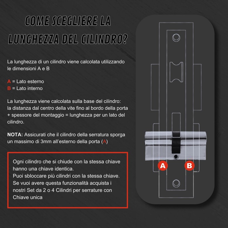 Locking Cylinder 35/35 mm with 10 Single Keys, Set of