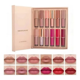 12 Colores Labiales Mate De Larga Duración Pintalabios Hidratante, Maquillaje Profesional, Resistente, Regalo Perfecto, Cosmético De Belleza, Look Dia