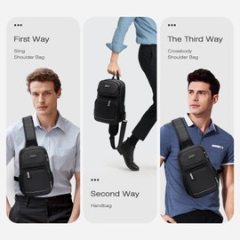 SPAHER Man Bag Sling Bag Anti-theft Backpack Mens Chest Bag Crossbody Shoulder Bag Messenger Bag Waterproof Daypack Rucksack For Business Outdoor Sports Hiking Camping Travelling Grey