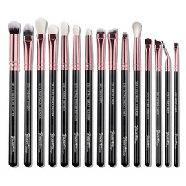 Bueart Design 15Pcs Professional grade Eye Makeup Brushes Set with Real Natural Goat Pony hair,Premium Soft Synthetic Eye shadow brush kit for Eyeshadow Concealer Crease blending Eyebrow, Eyeliner