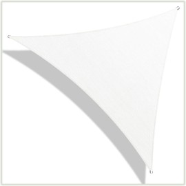 ColourTree 16' x 16' x 16' White Sun Shade Sail Triangle Canopy Awning Shelter Fabric Cloth Screen - UV Block UV Resistant Heavy Duty Commercial Grade - Outdoor Patio Carport - (We Make Custom Size)