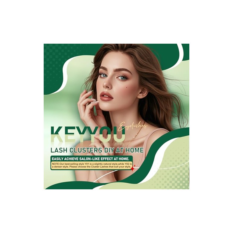 KEYYOU Agrupaciones de latigas,96 Pcs Cluster Lashes D Curl 10-18MIX