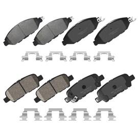 YxpBrake Front Rear Ceramic Brake Pads with Hardware Fit for Nissan Murano 2015 2016 2017 2018 2019 2020 2022, Pathfinder 2013-2020, Infiniti JX35 2013, QX60 2014-2020