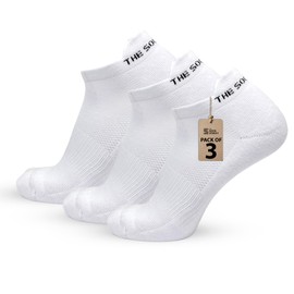 The Sock Street Bamboo Socks Mens 9-12, Bamboo Trainer Socks, 3 Pairs Multipack, Trainer Ankle Length Cushion Thick Breathable for Sports & Athletics - White