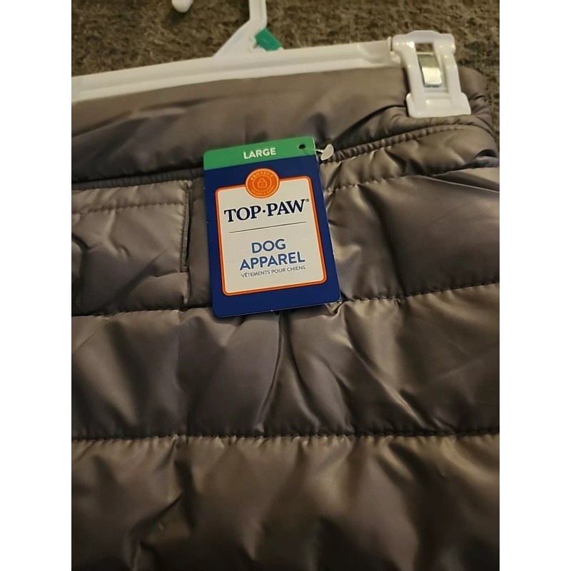 Top Paw NWT Top-Paw Gray Fleece lined Dog Puffer Jacket
