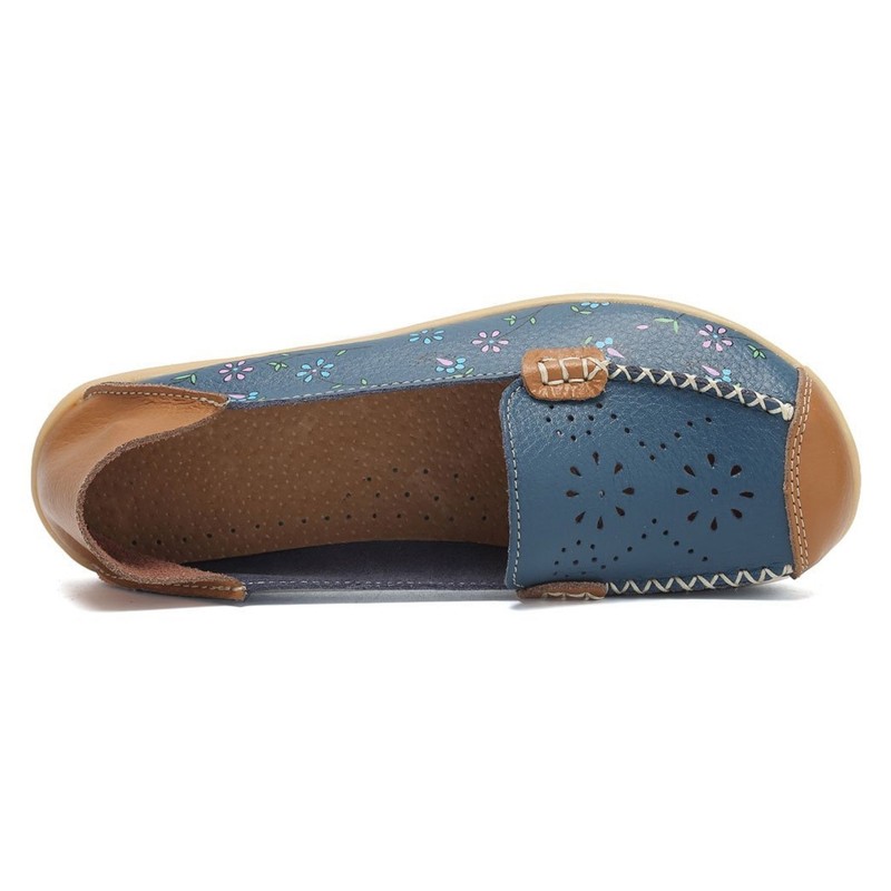 VenusCelia Mocasines cómodos para caminar, planos, para mujer, Flor azul