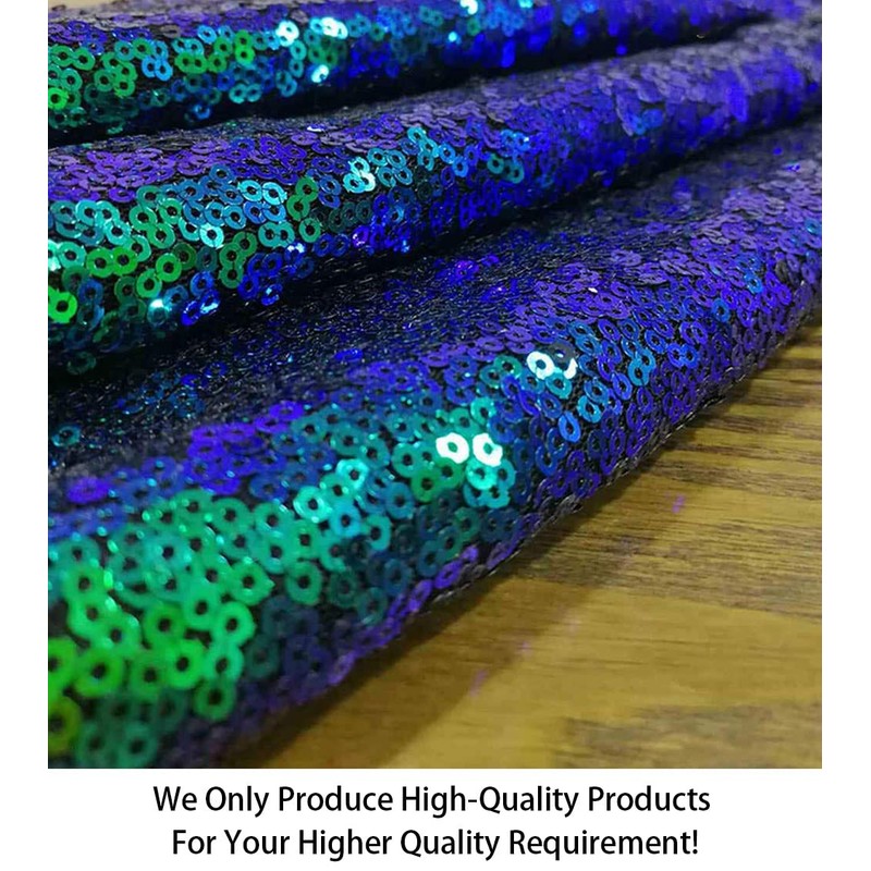 ShinyBeauty Ombre Peacock Mini Disk Sequin on Mesh Fabric Green