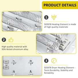 503978 61927 Dryer Heating Element Kit Fit for Amana speed queen dryer parts-Replaces 964p3,56179,503404,56047 Dryer Parts Thermostat Thermal Fuse-Models ADE3SRGS173TW01 ADE3LRGS171TW01 AMI PARTS
