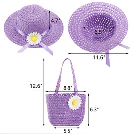 ZEAYEA 18 Pcs Girls Tea Party Set Includes 9 Purses and 9 Sunflower Hats, Girls Tea Party Dress Up Set for Little Girls Children Birthdays Easter Accessories