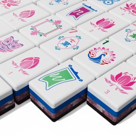 PANDATIME Ready to Ship USA Superior Mah-Jongg Game Set 160 Heavy Tiles with Four Wooden Racks in PU Leather Case for Family Table Fun MaxColor: rw1001-pd01-pink