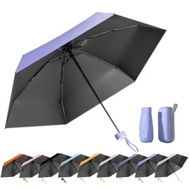 MPXEAVG Compact Umbrella, Mini Umbrella, Umbrella UV Protection, Women's Small Ultralight, Parasol Portable, Umbrella Box, purple