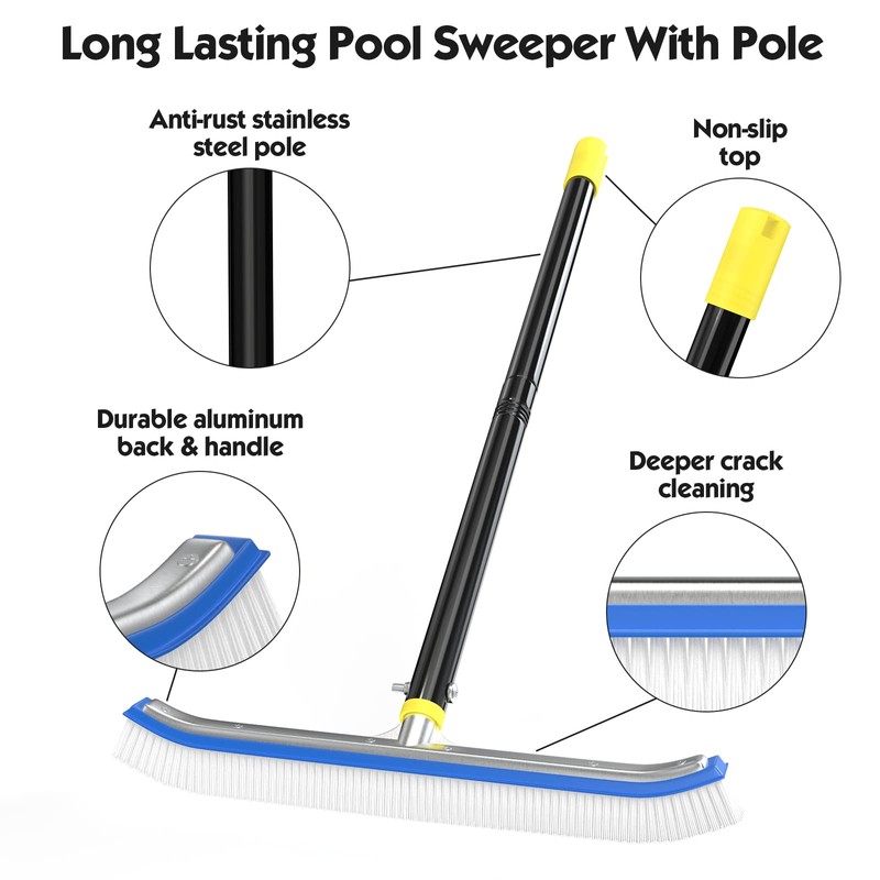 Swimming Pool Brush with Pole 6FT,18" Swimming Pool Brush Head