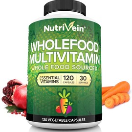 Nutrivein Whole Food Multivitamin | Complete Daily Vitamins & Minerals for Men & Women | 120 Capsules, 30-Day Supply, 4 Daily Capsules