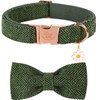 Elegant little tail Christmas Dog Collar with Bow - Herringbone