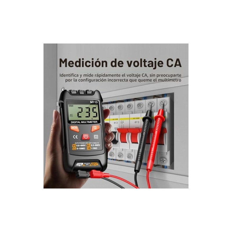Multímetro Digital M113 Reconocimiento Automático Frecuencia Capacitancia Negro for Pruebas