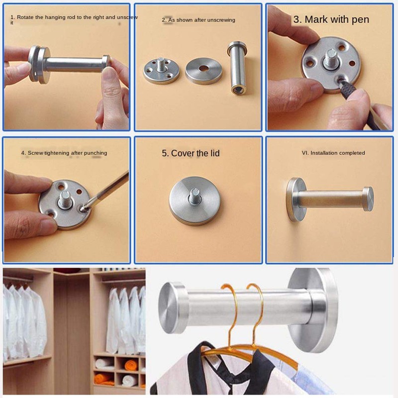 WJUAN Coat Hooks, Silver, Pack of 4 Coat Hooks, 53