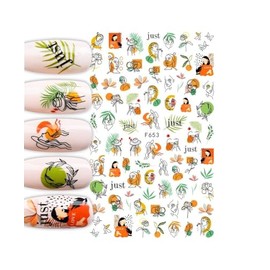 Eyes Totem Geometric Figure Nail Sticker Polka Dot Woman with Flower F653 Nail Wraps Stickers Manicure Supplies for Women Nails Full Long Lasting Easy Apply and Remove