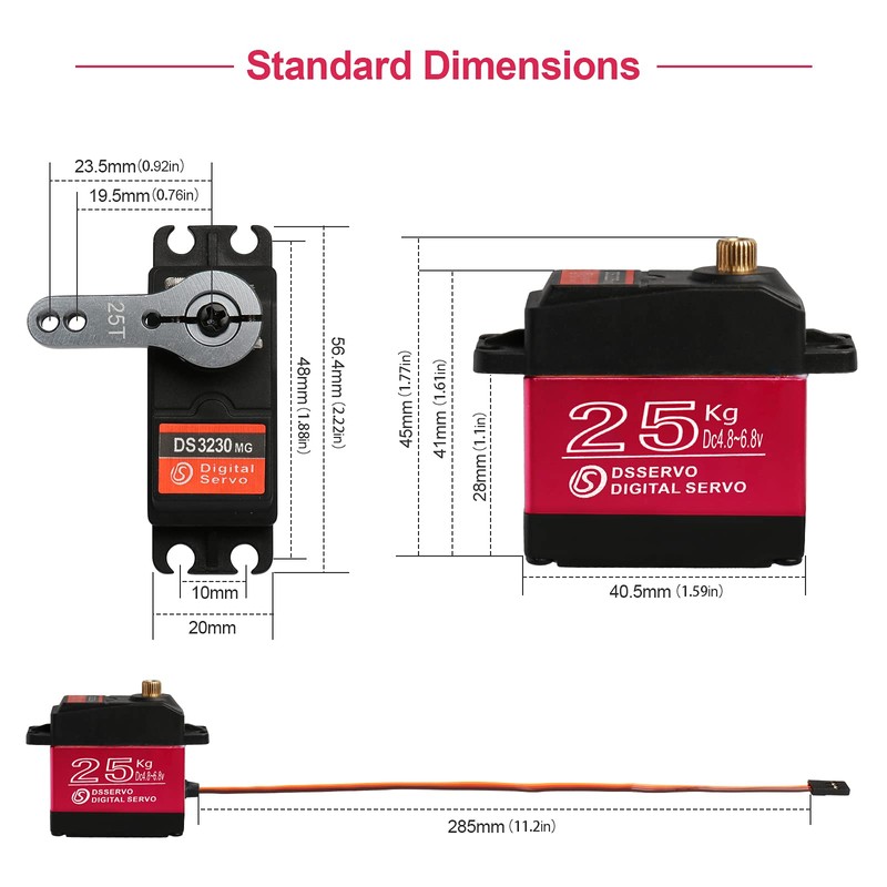 2Pack 25KG Digital Servo High Torque Full Metal Gear Waterproof