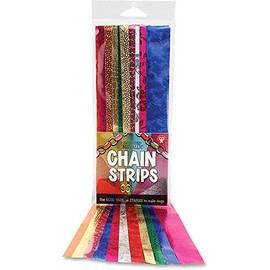 Hygloss Products Embossed Metallic Paper Chain Strips - Great for Kids Arts and Crafts, Decorations, Classroom Activities - Assorted Colors - 96 Pieces (1" x 8")