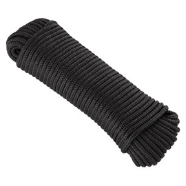 KuTi Kai 20M(64FT) Nylon Rope,Climbing Powerful Rope,Solid Nylon Line,Thick Multipurpose Durable Long Rope for Climbing,Wedding,Fishing and DIY etc (6mm, Black)