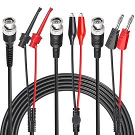 Cleqee BNC Test Lead Set High Conductive Copper Wire Oscilloscope Probe BNC Male to Alligator Clip BNC Male to Dual Copper Wire Mini Grabber IC Test Hook Clip BNC to Dual Stackable Banana Plug Cable Wire Set Probe Wire for Electronic Test