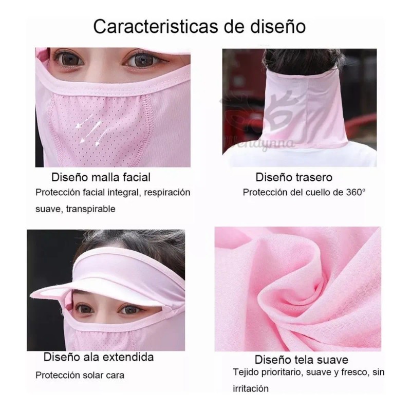 3pcs Mangas Elasticidad Protectora Uv Y Máscara Sombrero Sol