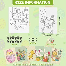 COCHIE Canvas Kit, 6 Pack Easter Bunny Egg Pre Drawn Art Craft for Adults Kids Sip and Paint Party, 8x10 Inches, White, Art Deco