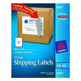 Avery Shipping Labels with Trueblock Technology, Inkjet Printers, 8.5 X 11, White, 100/box