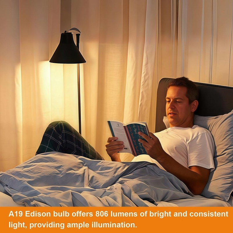 Vinaco A19 LED Edison Bulb Dimmable 8W 120V 2700K Warm